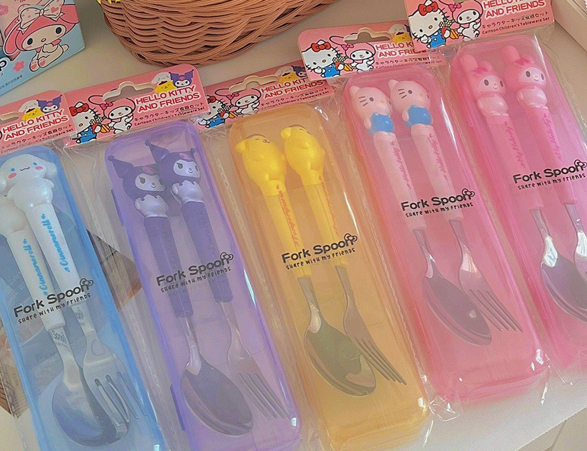 Sanrio Kitty Cutlery Set Fork And Spoon