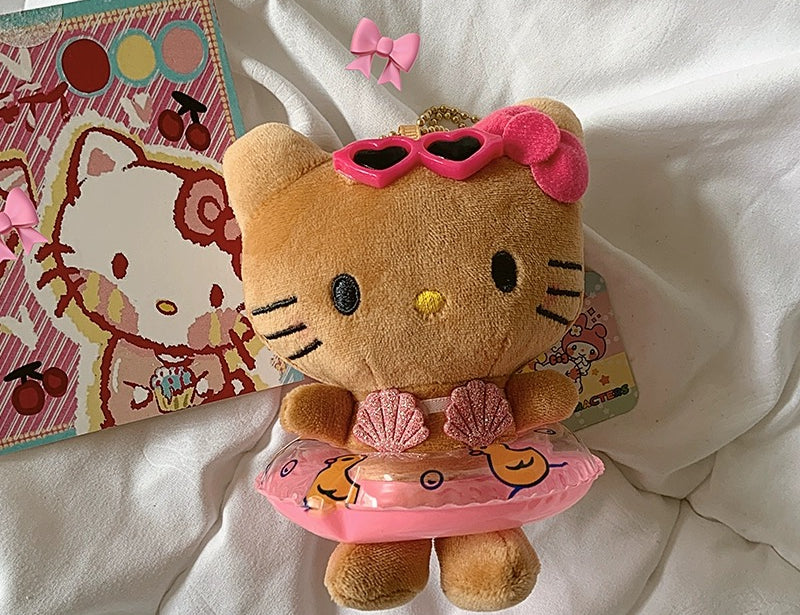 Kitty Swimming Ring Plush Keychain