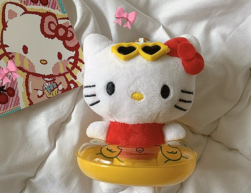 Kitty Swimming Ring Plush Keychain