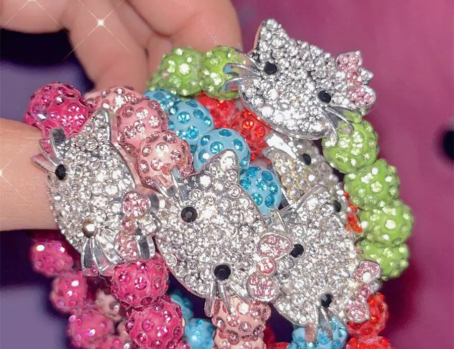 Y2K Kitten Rhinestone Bracelet