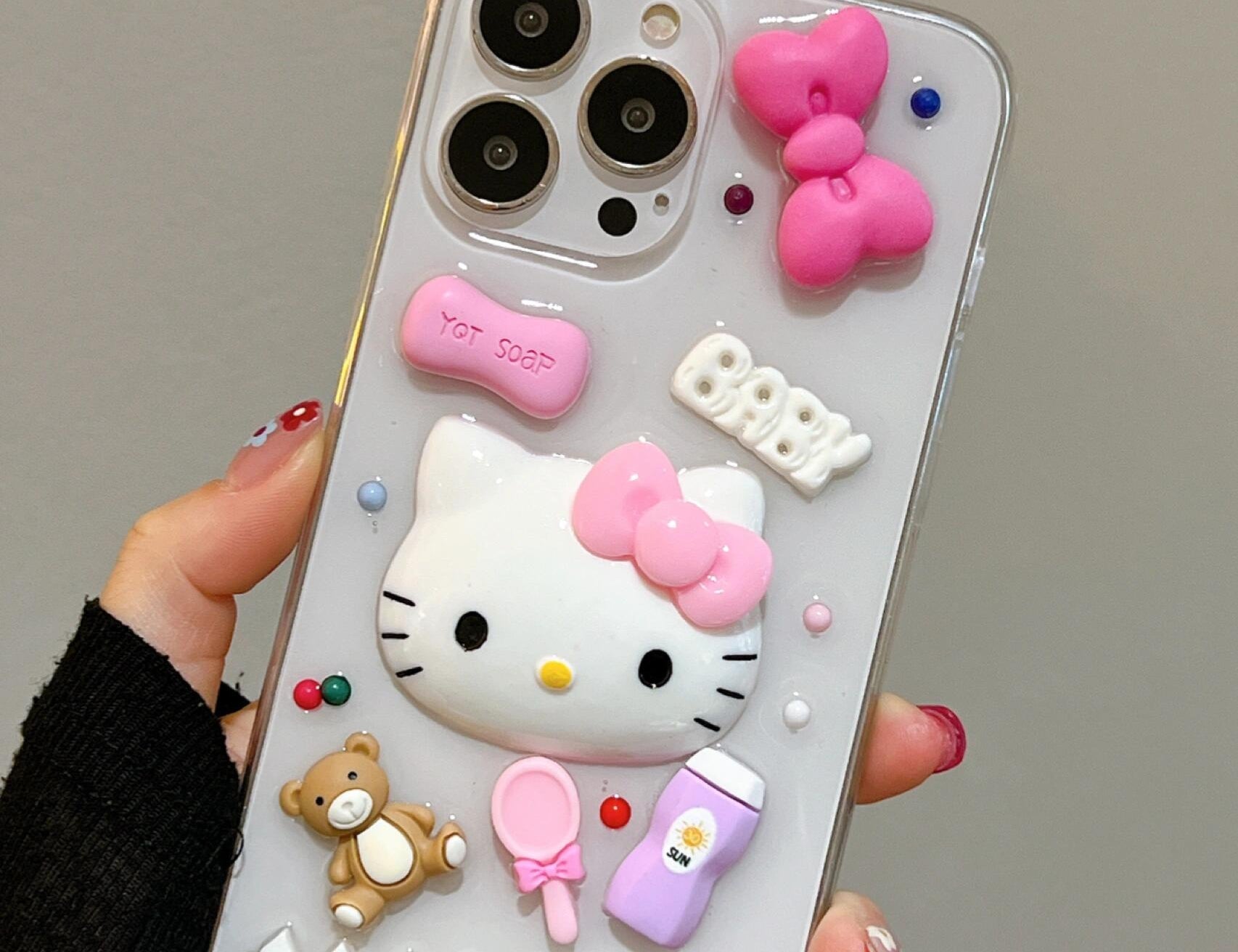 Kitty Pink Bow Epoxy 3D Phone Case NH104